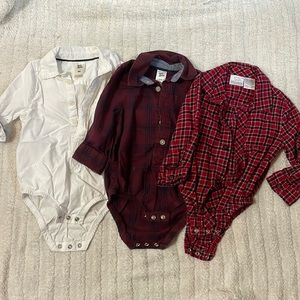 3 button down long sleeve onesies 9M bundle